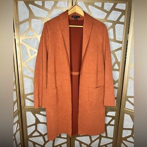Joan‎ Vass Orange Copper Faux-Suede Leather Jacket